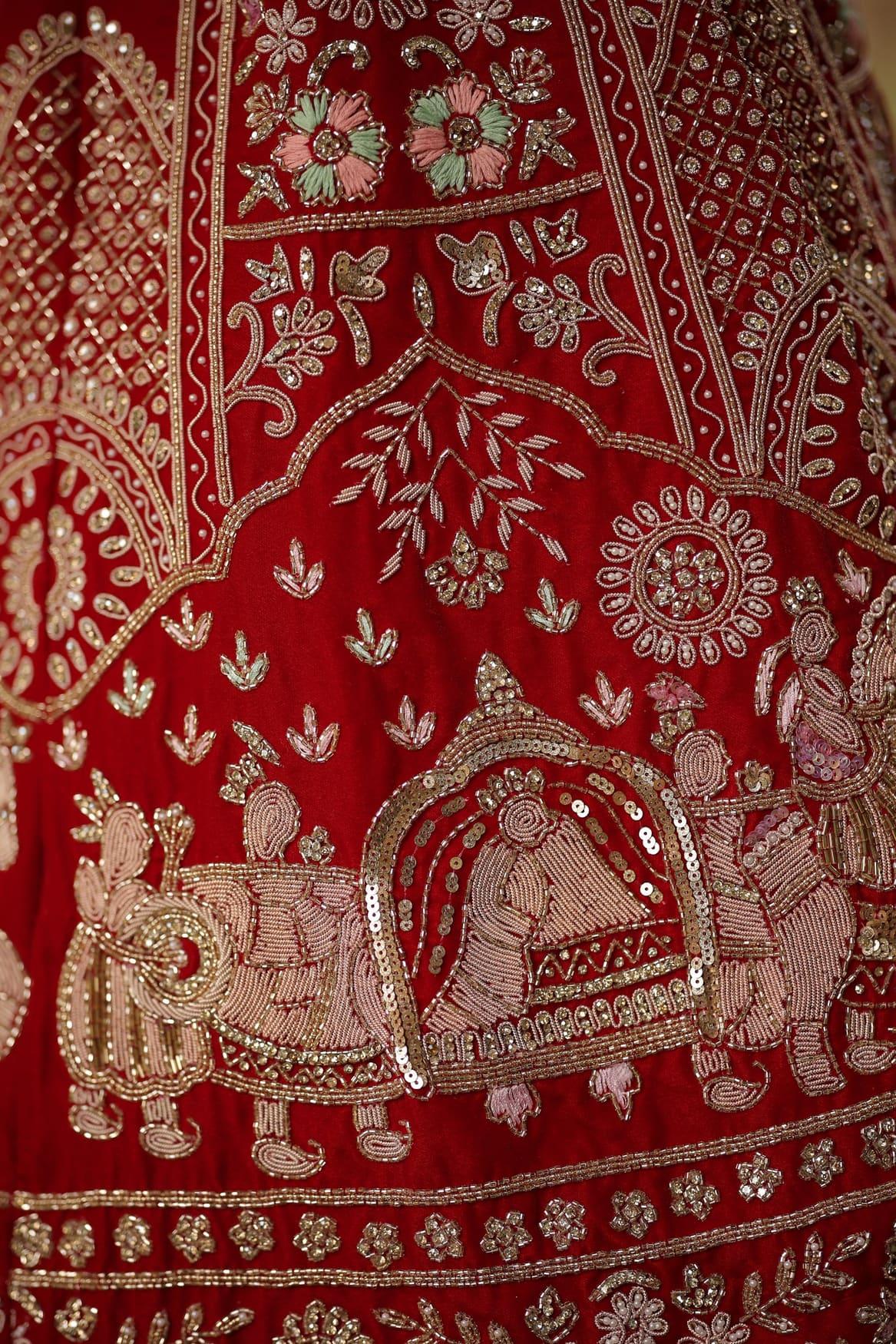 Close-up of hand-done zari embroidery